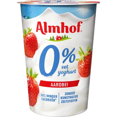 Almhof 0% vet yoghurt aardbei
