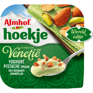 Almhof Hoekje Yoghurt Pistache Smaak met Krokante Amandelen 150 g