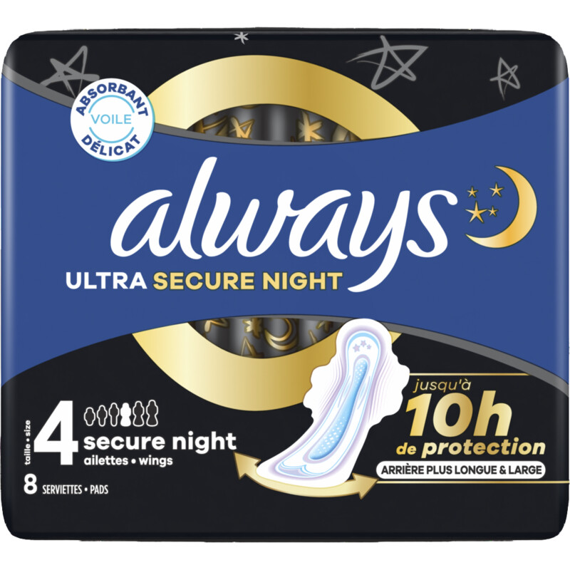 Always Ultra maandverband secure night Zak 18 st