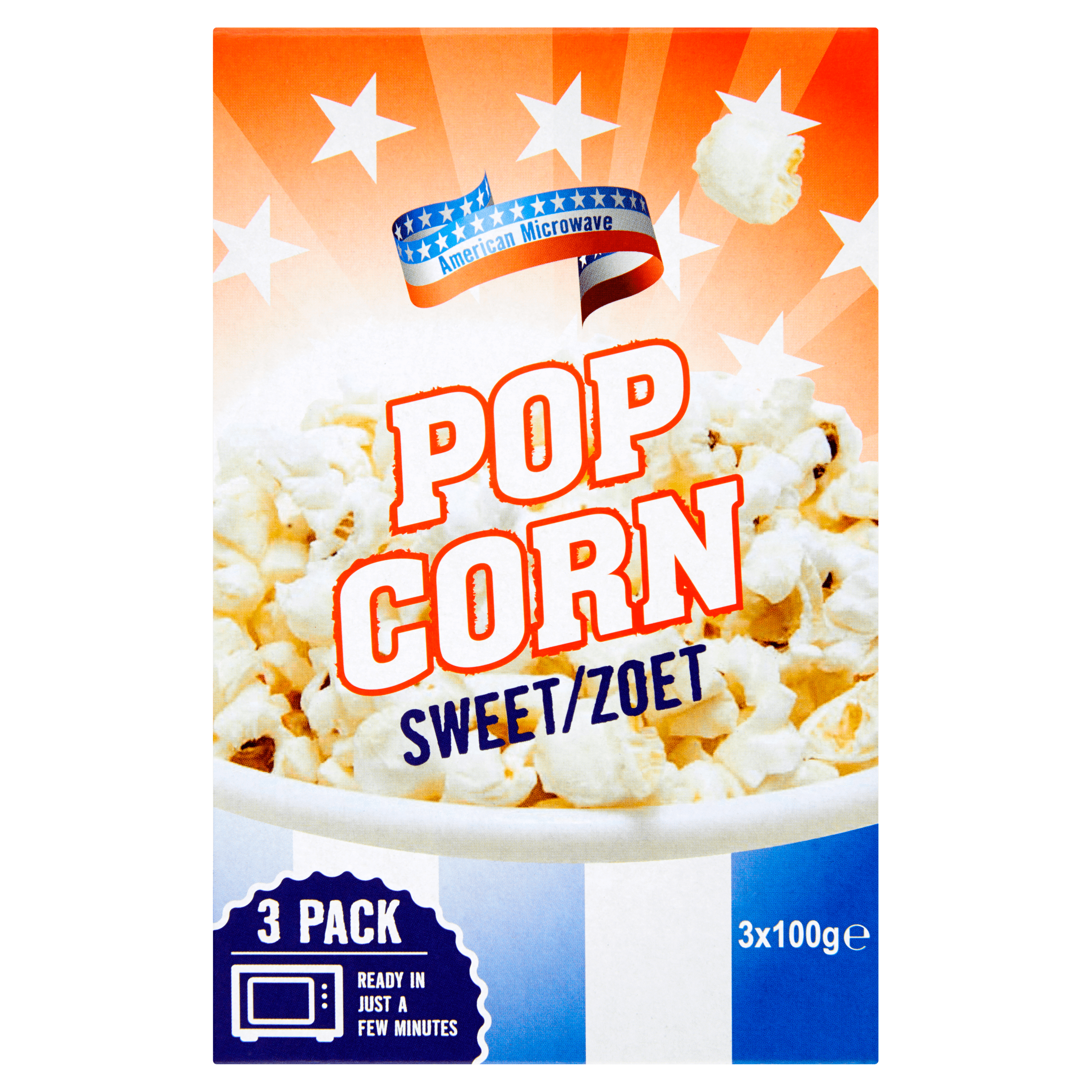 American Popcorn zoet magnetron 3-pack Doos 300 g