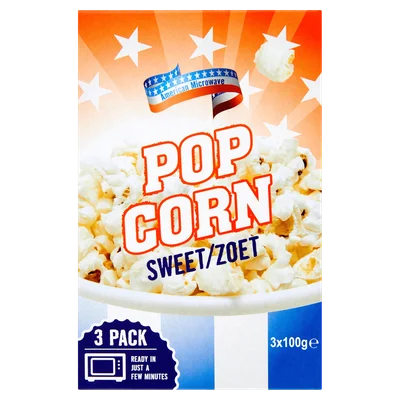 American Popcorn zoet magnetron 3-pack Doos 300 g