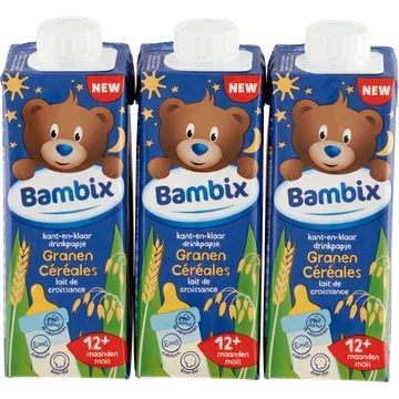 Bambix Kant-en-Klaar Drinkpapje Granen 12+ Maanden 3 x 250 ml