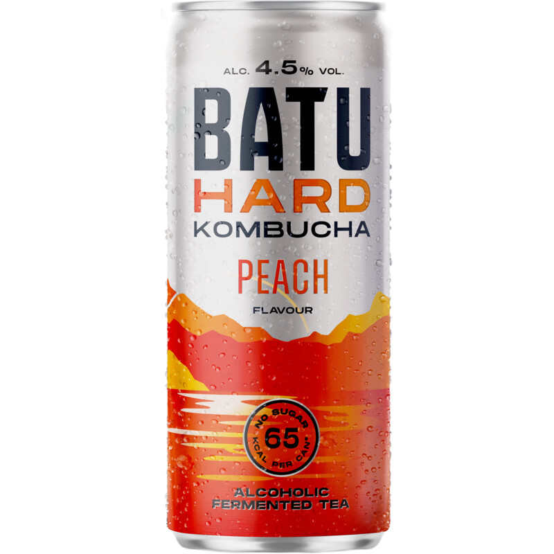 Batu Hard Kombucha Peach Blik 250 ml