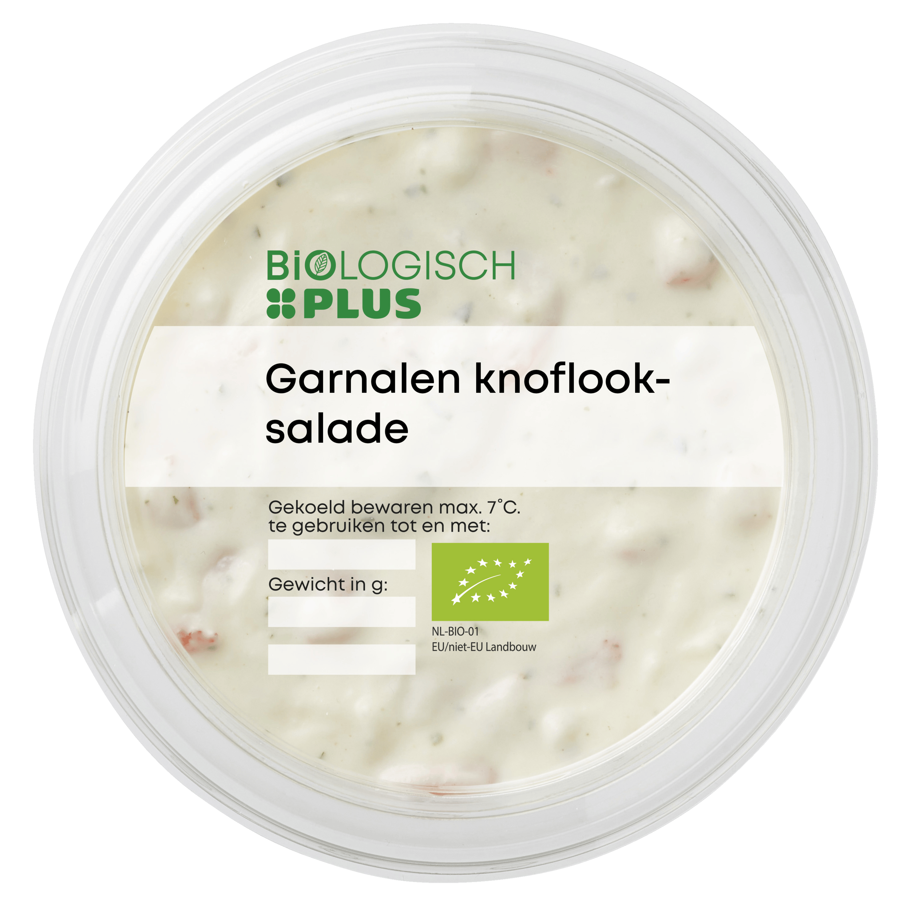 Biologisch PLUS Garnalen knoflooksalade Bakje 120 g