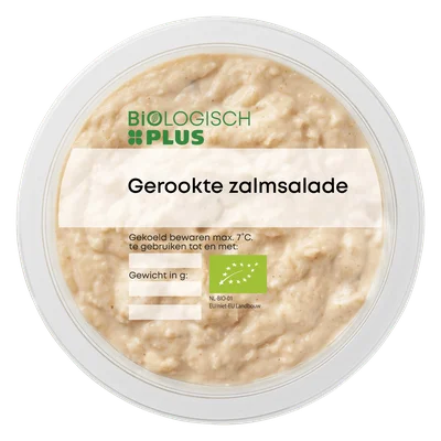Biologisch PLUS Gerookte zalmsalade Bakje 120 g