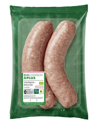 Biologisch PLUS Varkenssaucijs 2 stuks