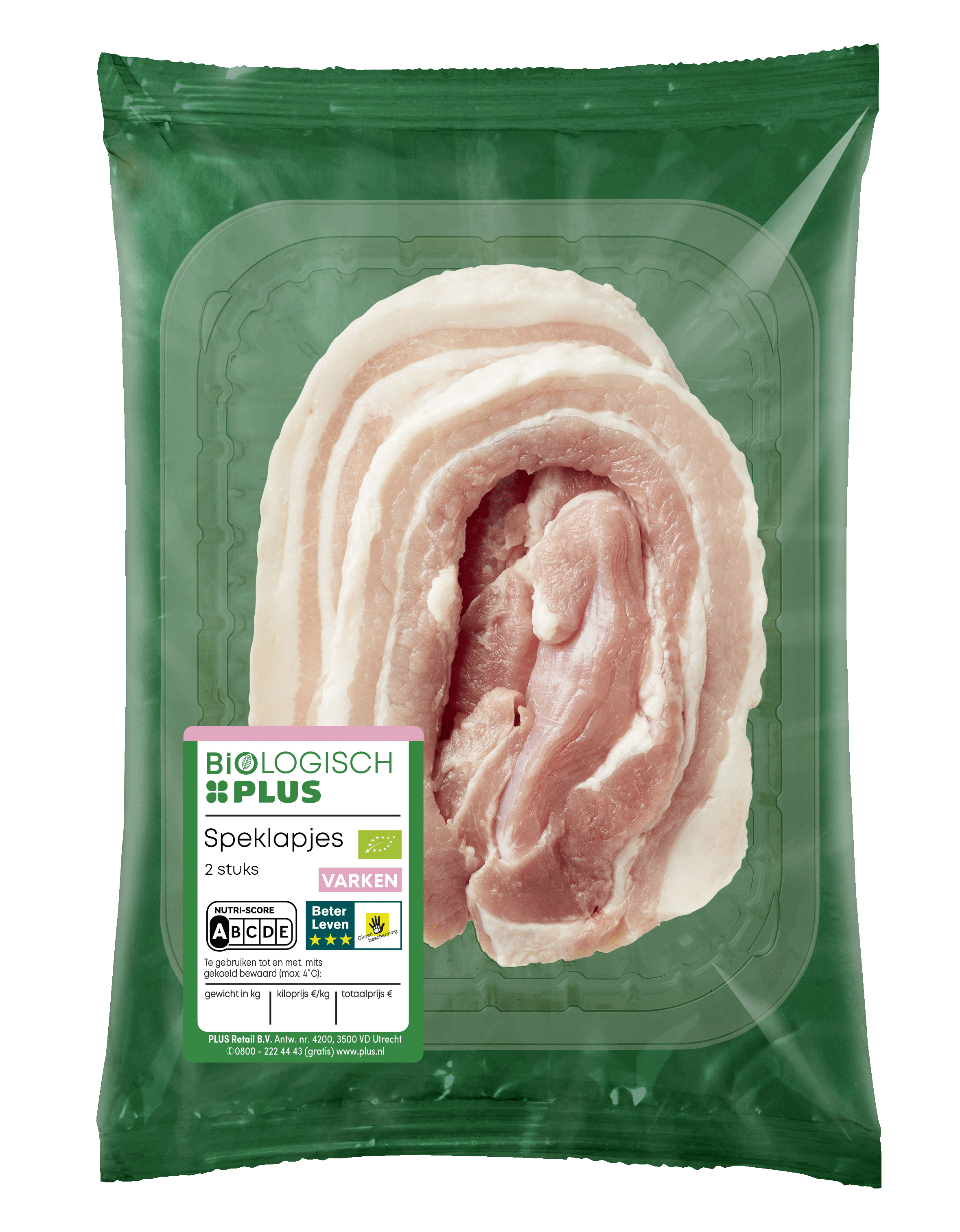 Biologisch PLUS Speklapjes 2 stuks