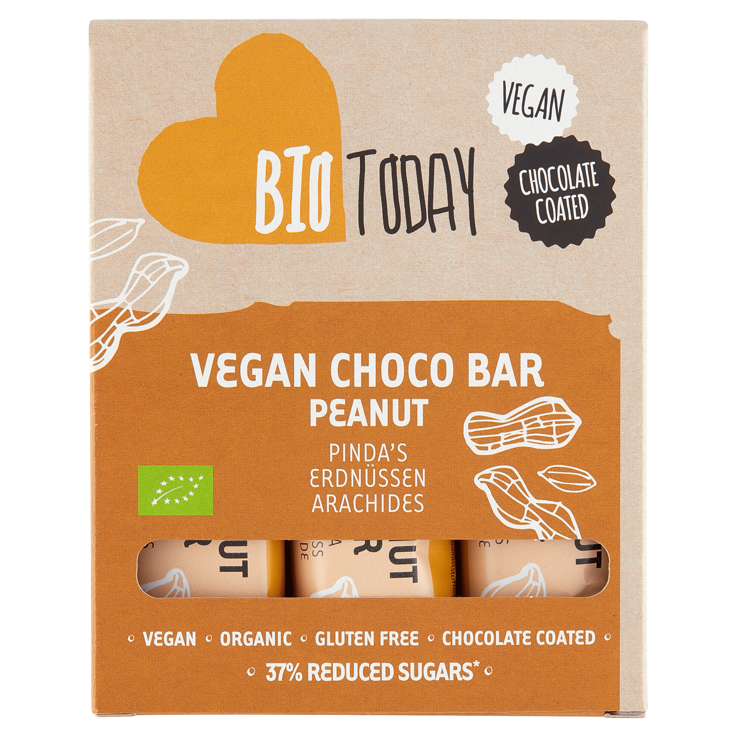 BioToday Vegan Peanut Bar 3st Doos 120 g