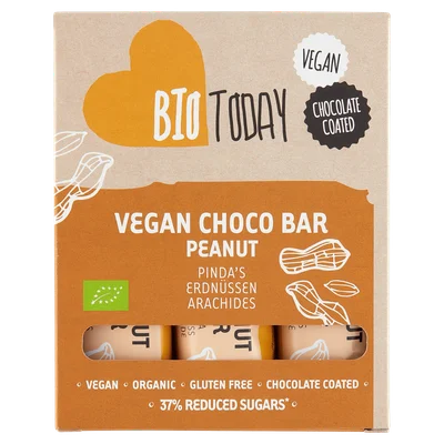 BioToday Vegan Peanut Bar 3st Doos 120 g