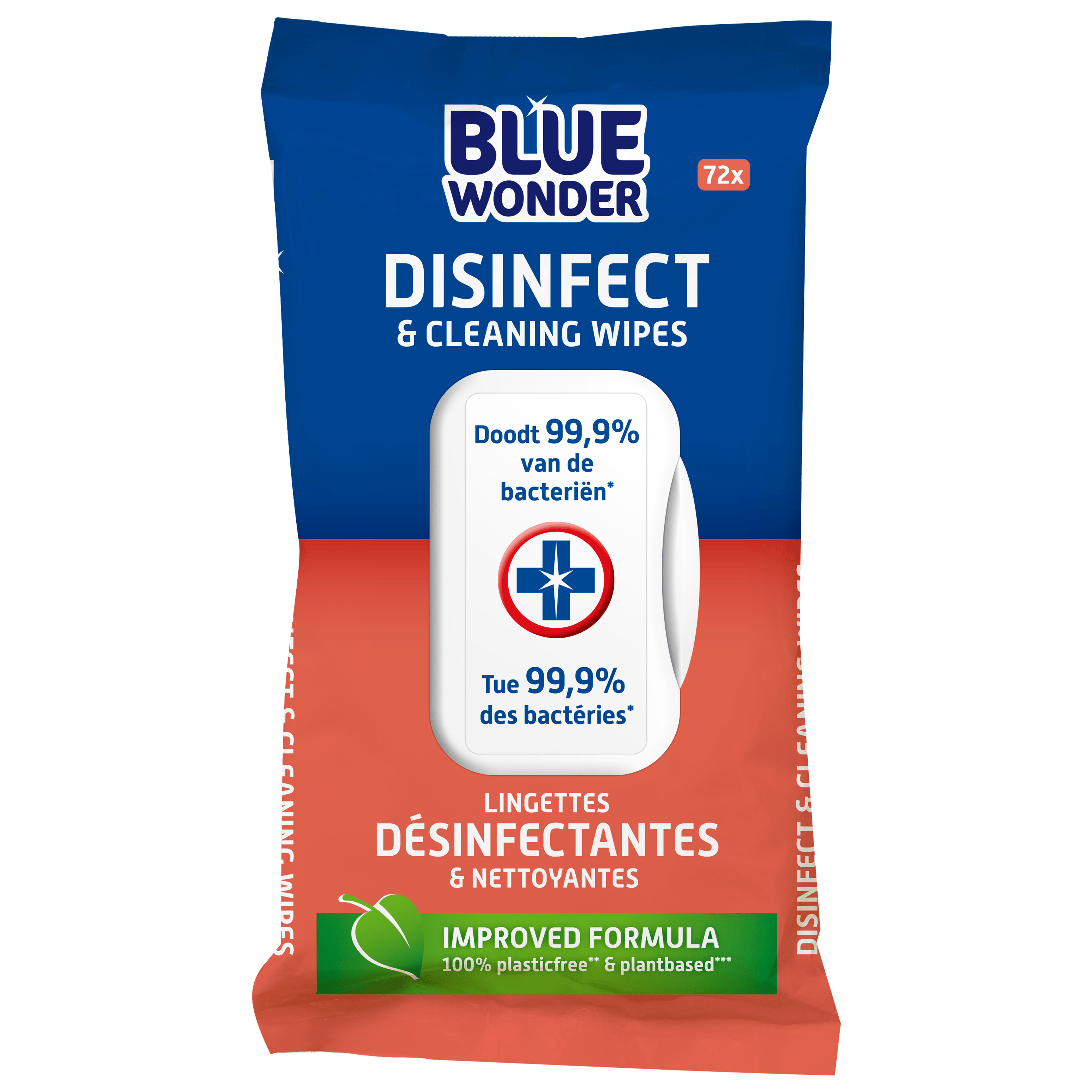 Blue Wonder Desinfectie reiniger doekjes Wikkel 72 st
