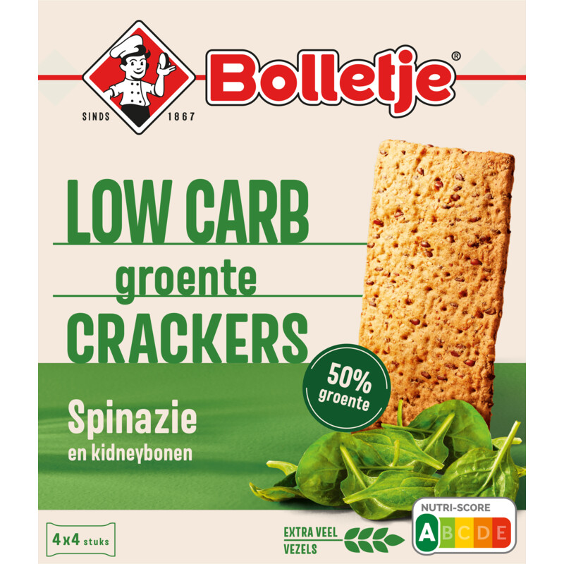 Bolletje 50% groente crackers spinazie