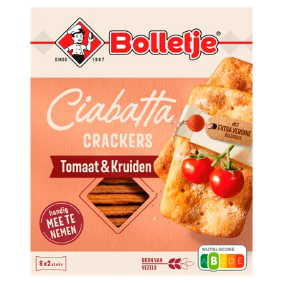 Bolletje Ciabatta Tussendoorcracker Tomaatkruid Doos 190 g