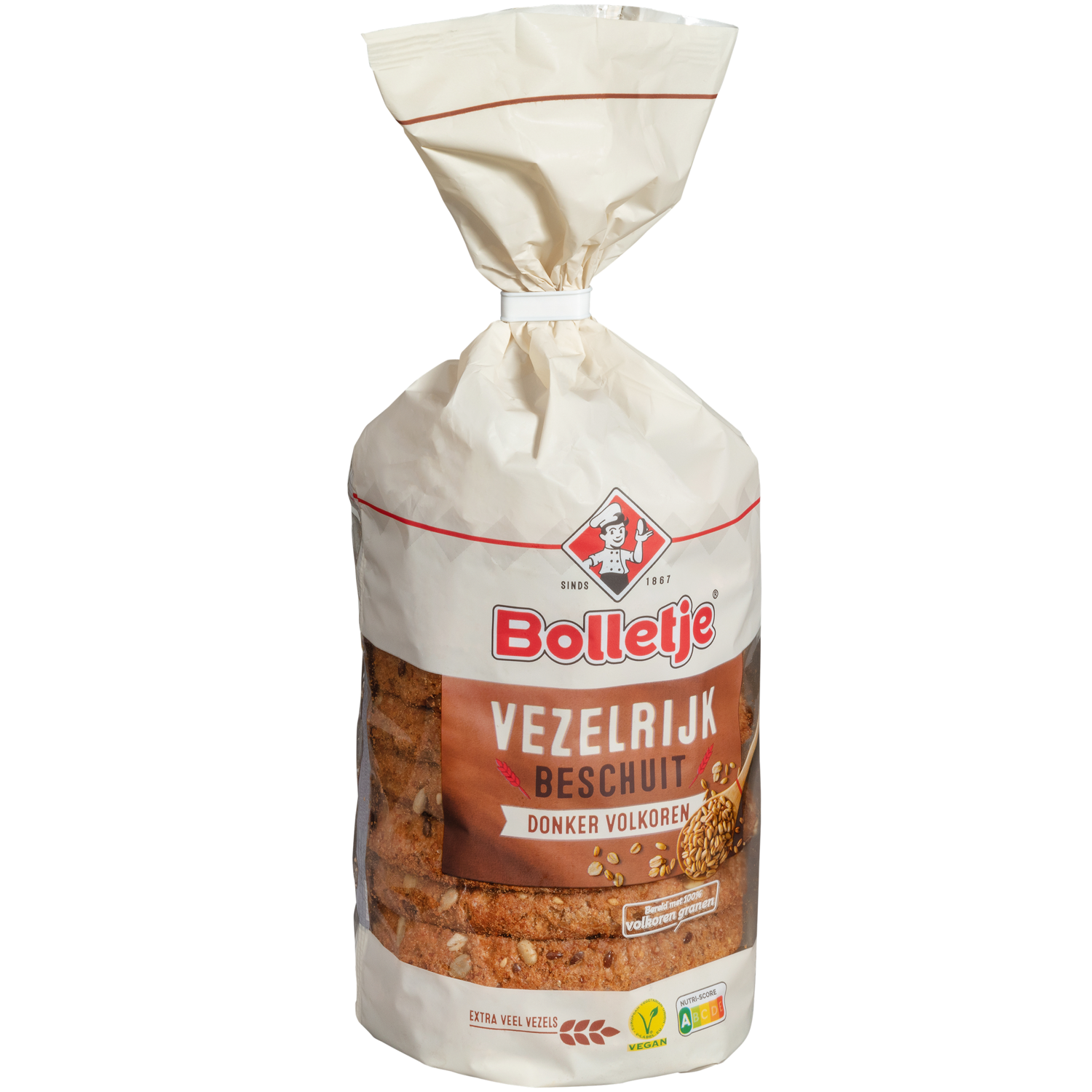 Bolletje Beschuit vezelrijk d. volkoren 10 stuks