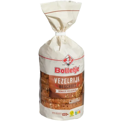 Bolletje Beschuit vezelrijk d. volkoren 10 stuks