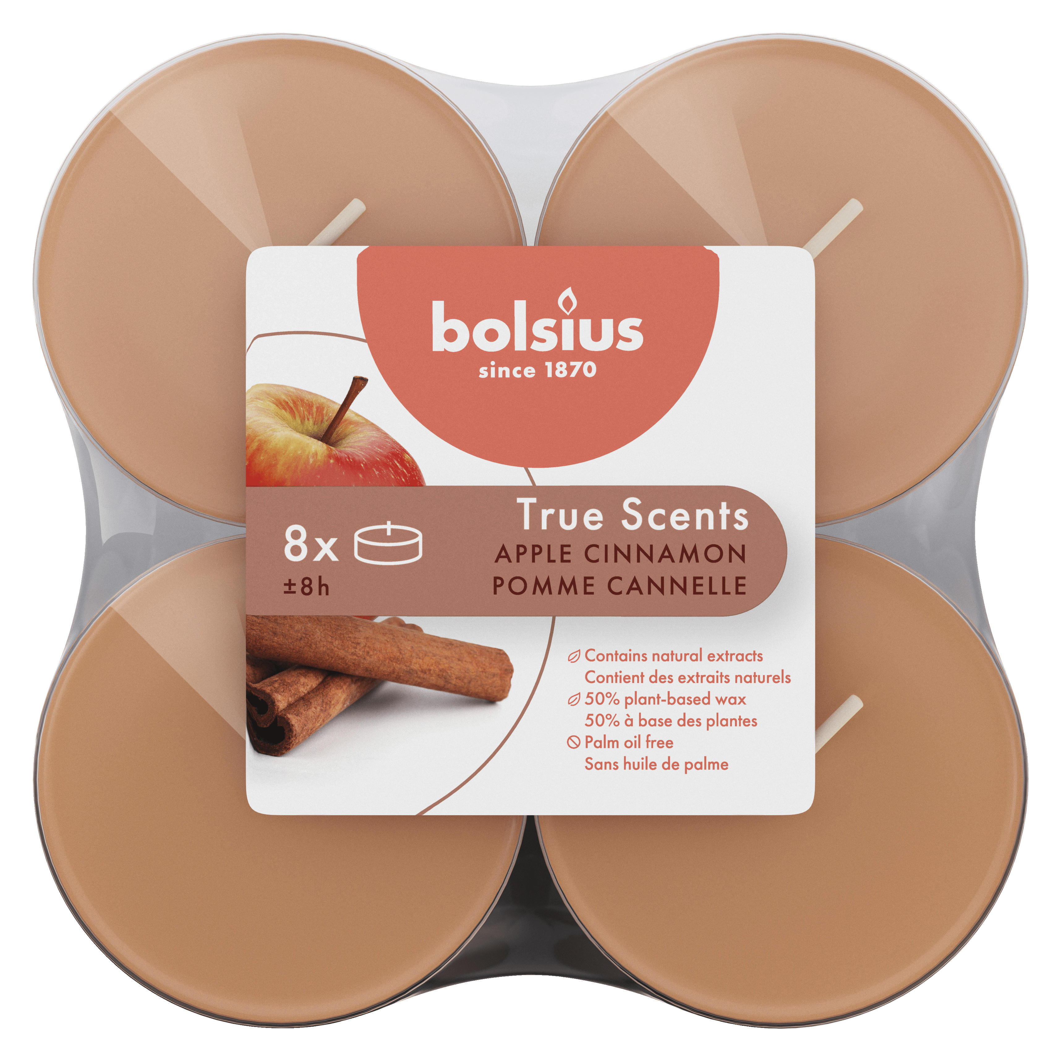 Bolsius Maxilicht true scents apple cinnamon Krimp 1 st