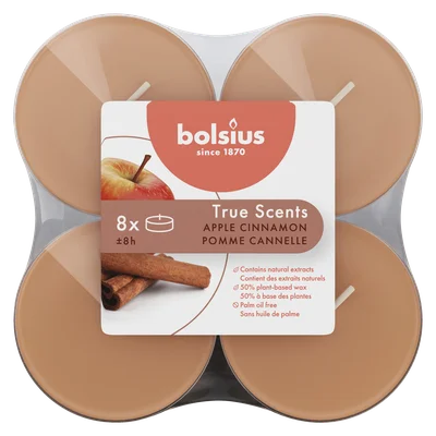 Bolsius Maxilicht true scents apple cinnamon Krimp 1 st