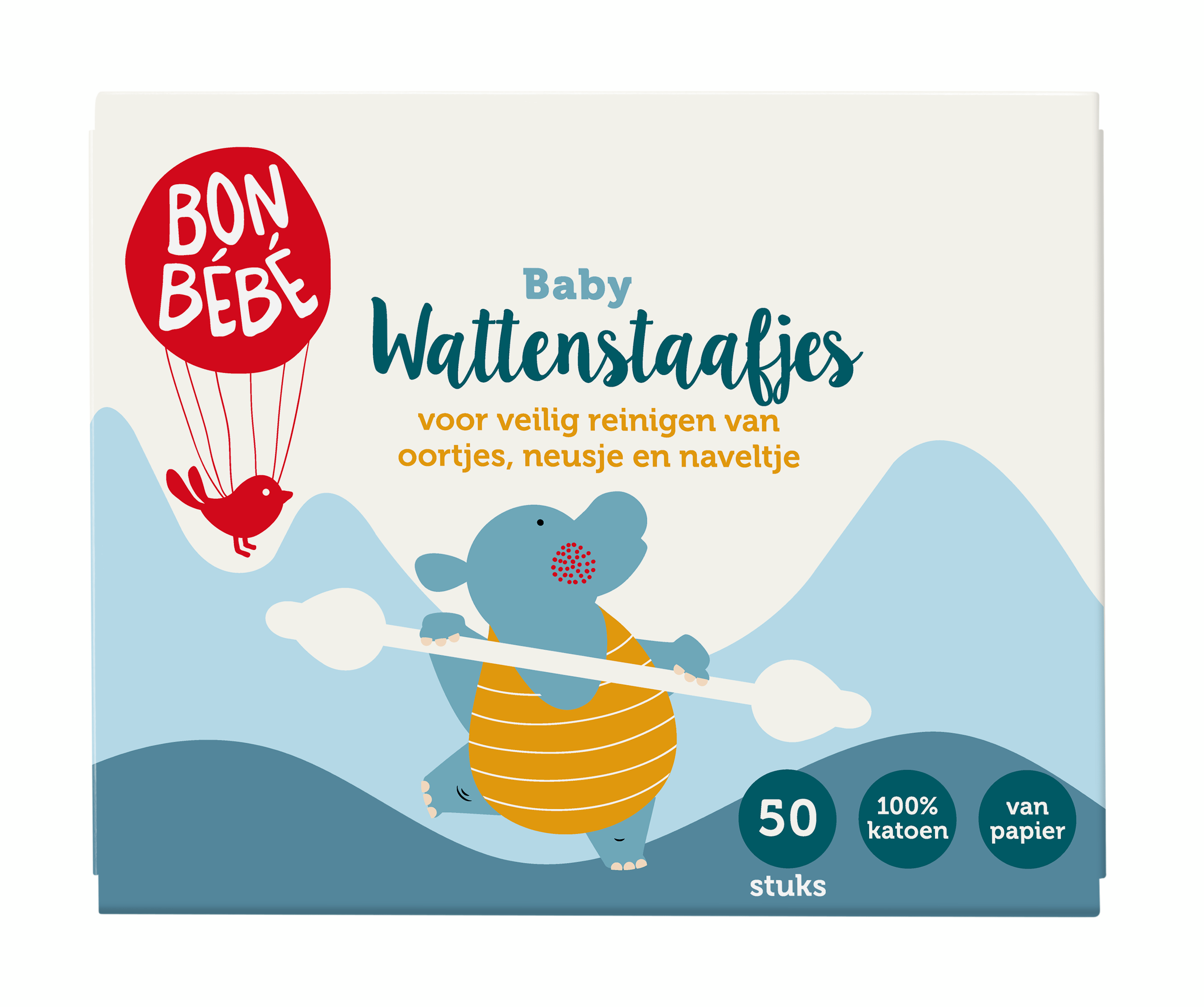Bonbebe Baby wattenstaafjes Bakje 50 st