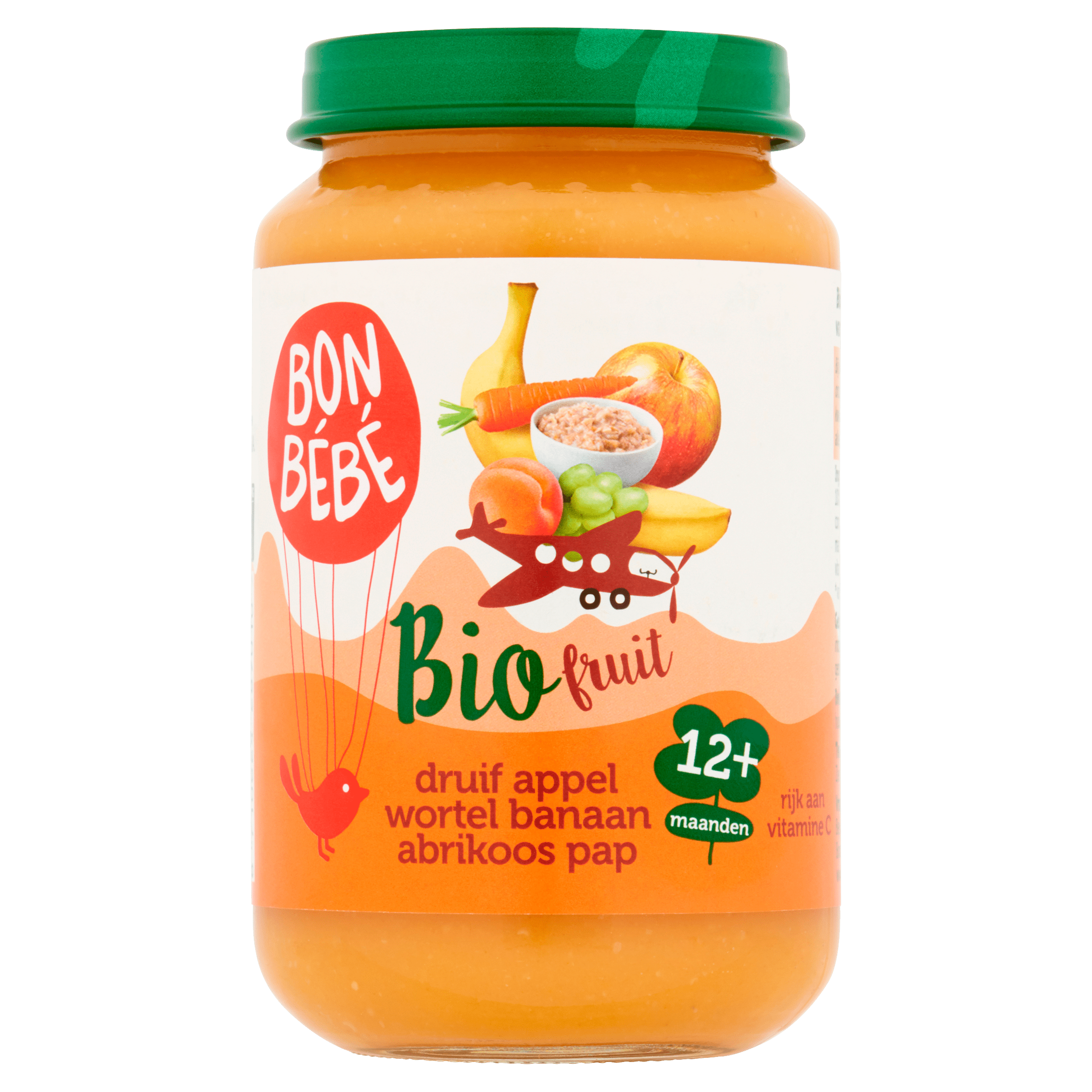 Bonbebe Bio 12F1201 Druif Appel Wortel Banaan Pot 200 g