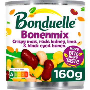 Bonduelle Bonenmix Crispy Mais, Rode Kidney, Lima & Black Eyed Bonen 160g