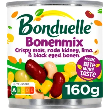 Bonduelle Bonenmix Crispy Mais, Rode Kidney, Lima & Black Eyed Bonen 160g