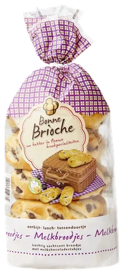 Bonne Brioche Melkbroodjes met stukjes chocolade Zak 10 st