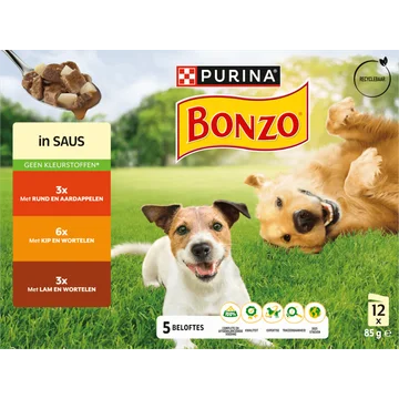 BONZO Pouch in Saus Lam en wortels 12x85g