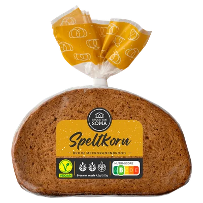 Brood van Soma Speltkoren speltbrood Zak 300 g