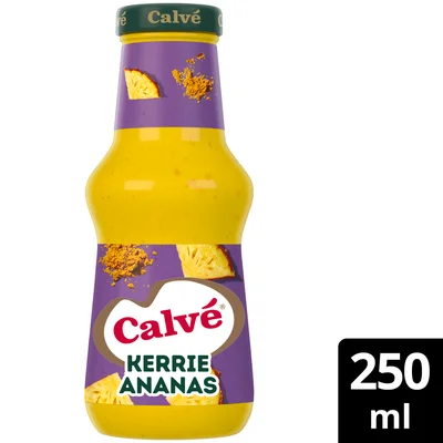 Calvé Partysaus kerrie ananas Fles 250 ml