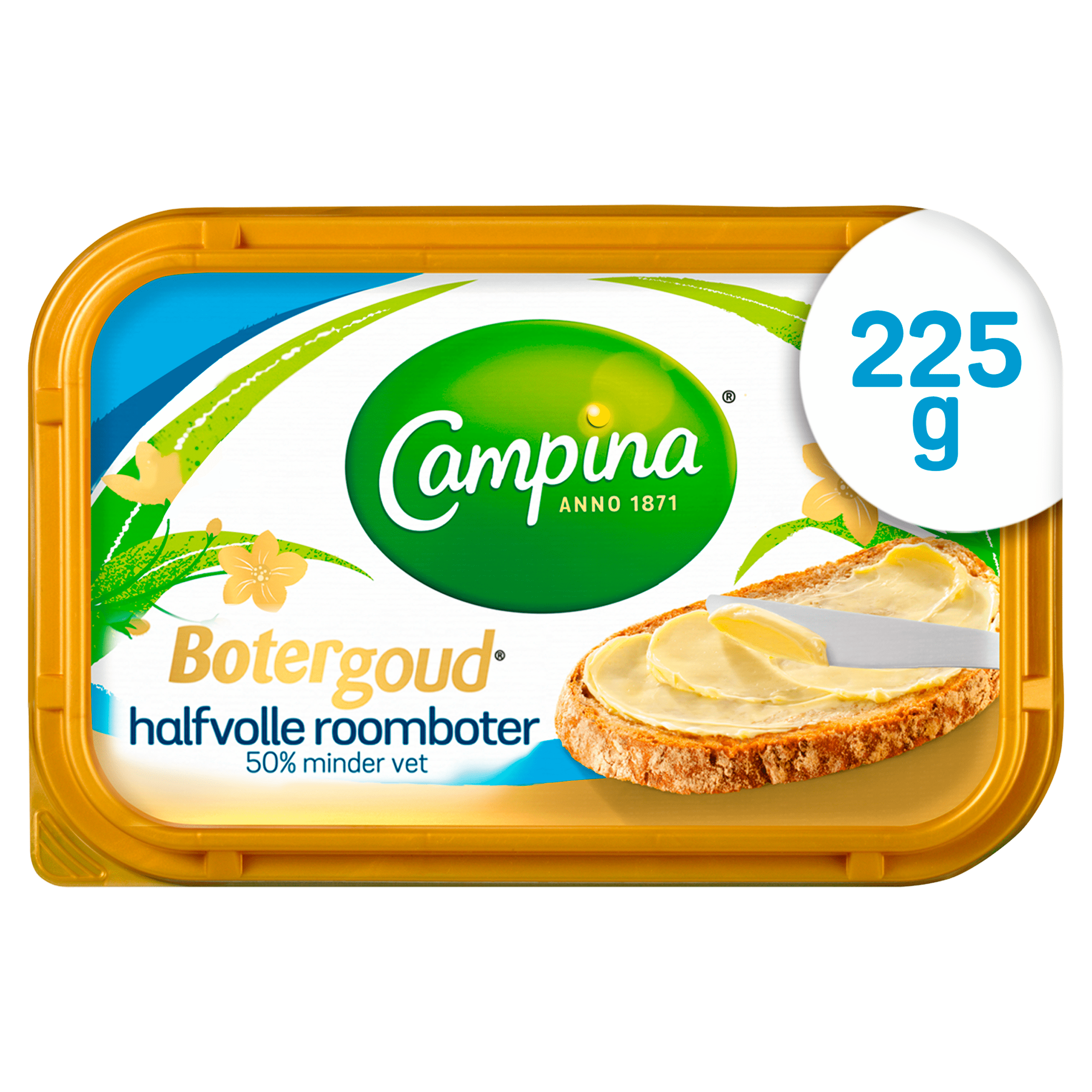 Campina Botergoud Roomboter 50% Kuipje 225 g