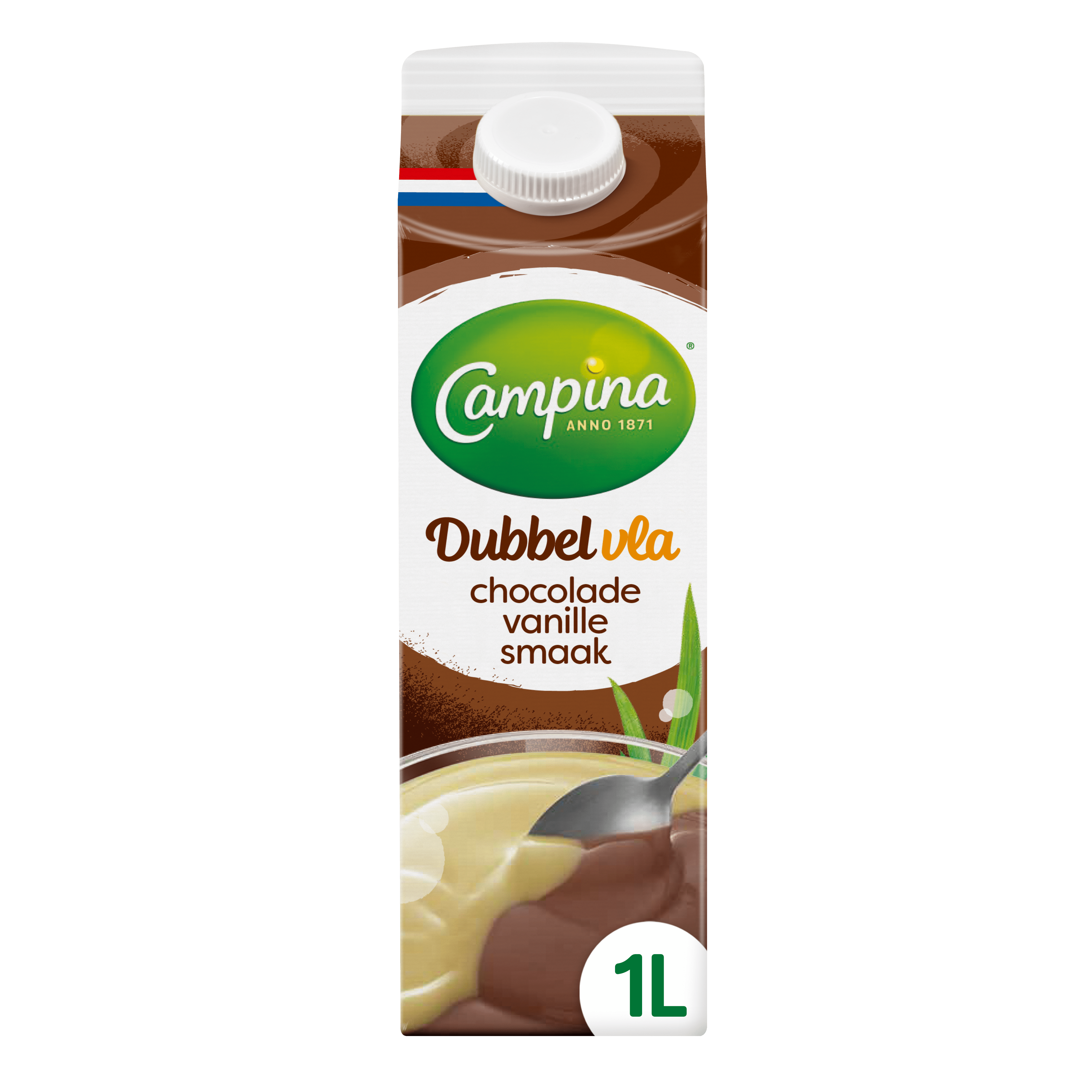 Campina Dubbelvla chocola vanille Pak 1000 ml