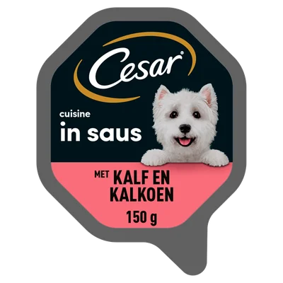 Cesar Cuisine Kalf &amp; Kalkoen Hondenvoer Kuipje 150 g
