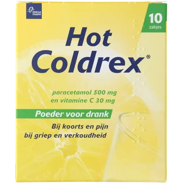 Hot Coldrex Poederzakjes voor drank met pijnstilling, 10 zakjes