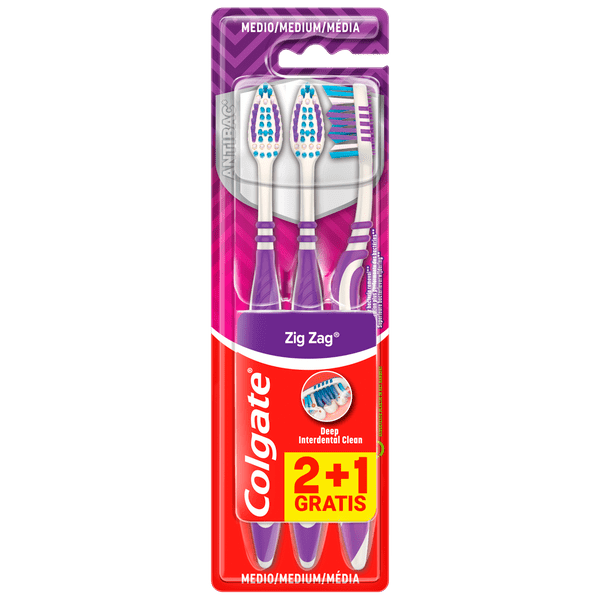 Colgate Tandenborstel Zigzag Medium Set 3 st