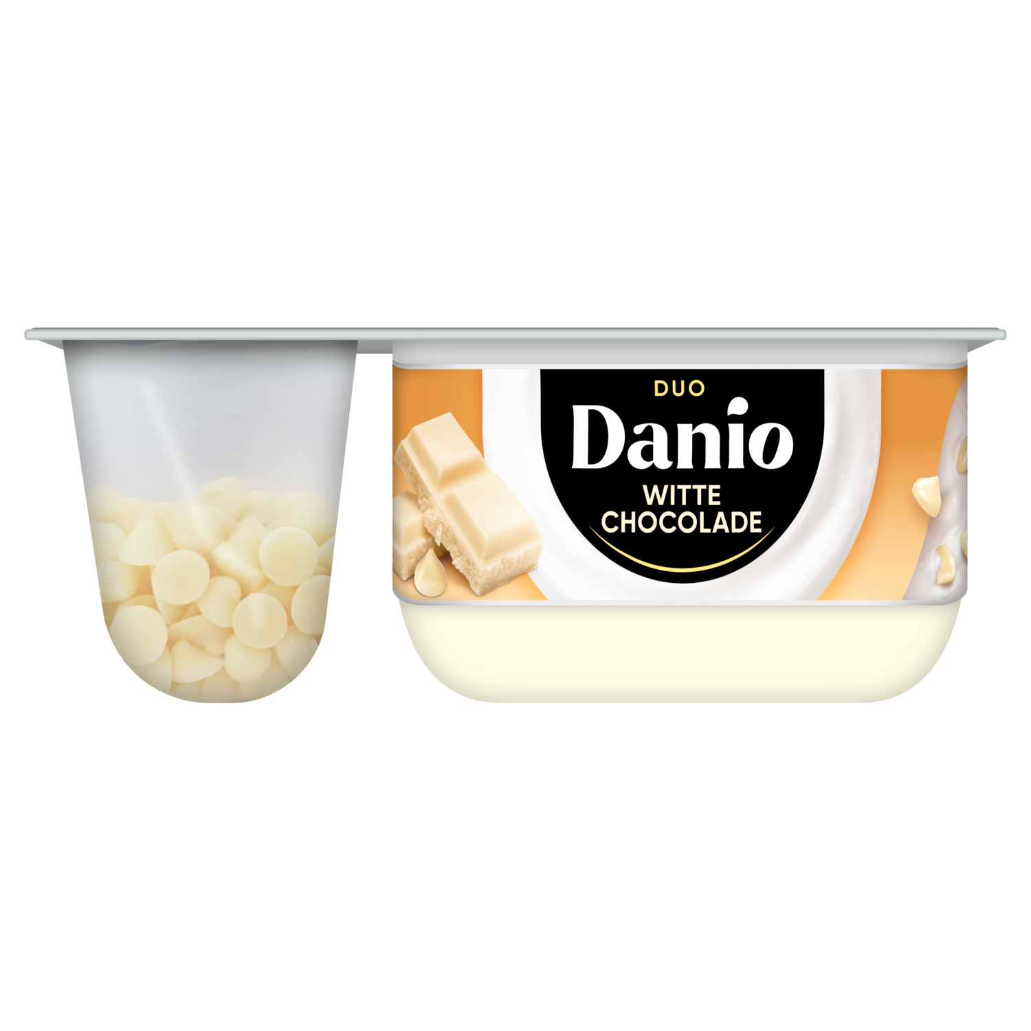 Danio Yoghurt duo met witte chocoladestukjes