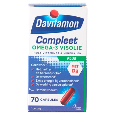 Davitamon Vitamine Compleet omega3 visolie Doos 70 st