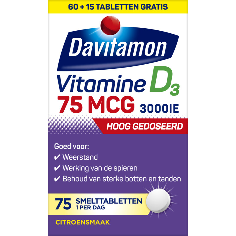 Davitamon Vitamine D 75mcg smelttabletten