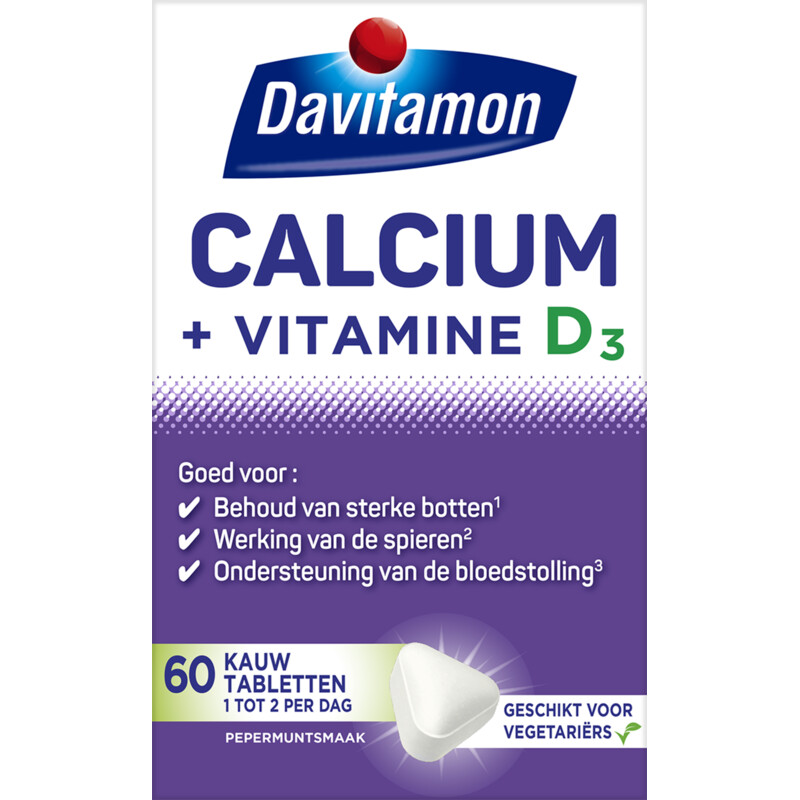 Davitamon Vitamine Calcium + D Mint Doos 60 st