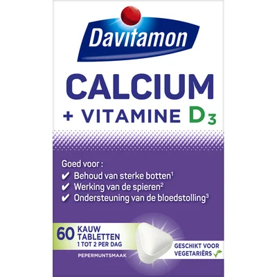 Davitamon Vitamine Calcium + D Mint Doos 60 st