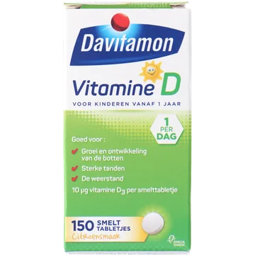 Davitamon Vitamine D smelttabletten voor kinderen, 150 stuks
