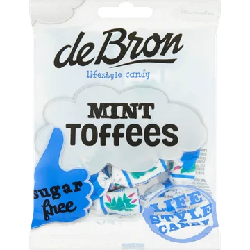 De Bron Minttoffees Sugarfree 90 g