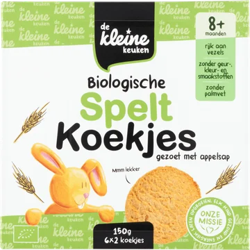 De Kleine Keuken Biologische Spelt Koekjes Gezoet met Appelsap 8+ Maanden 6 x 2 Stuks 150 g