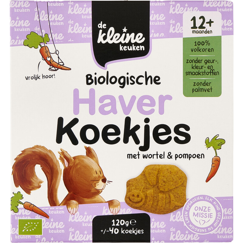De Kleine Keuken Biologische Haverkoekjes met Wortel & Pompoen 12+ Maanden 120 g