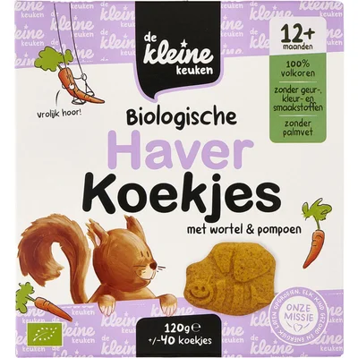 De Kleine Keuken Biologische Haverkoekjes met Wortel & Pompoen 12+ Maanden 120 g