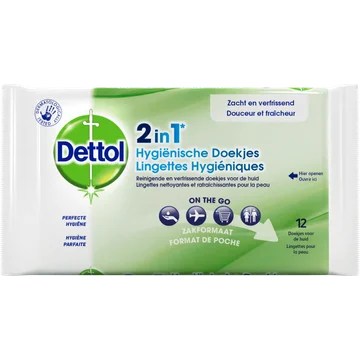 Dettol 2 In1 Hygienische Doekjes 12 Stuks