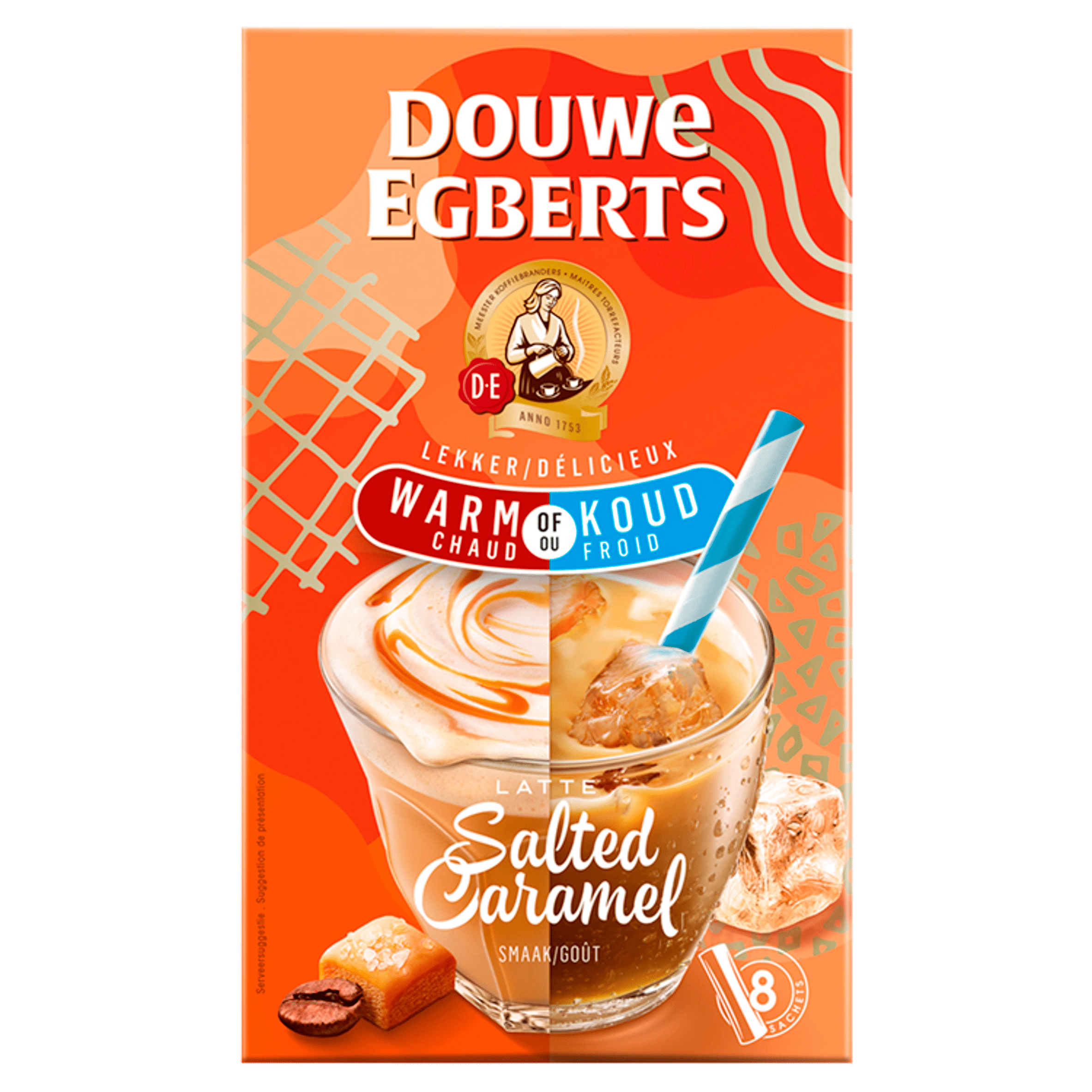 Douwe Egberts Oploskoffie salted caramel Doos 8 st