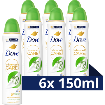 Dove Advanced Care Go Fresh Anti-Transpirant Deodorant Spray Cucumber & Green Tea - 6 x 150 ML