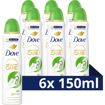 Dove Advanced Care Go Fresh Anti-Transpirant Deodorant Spray Cucumber & Green Tea - 6 x 150 ML