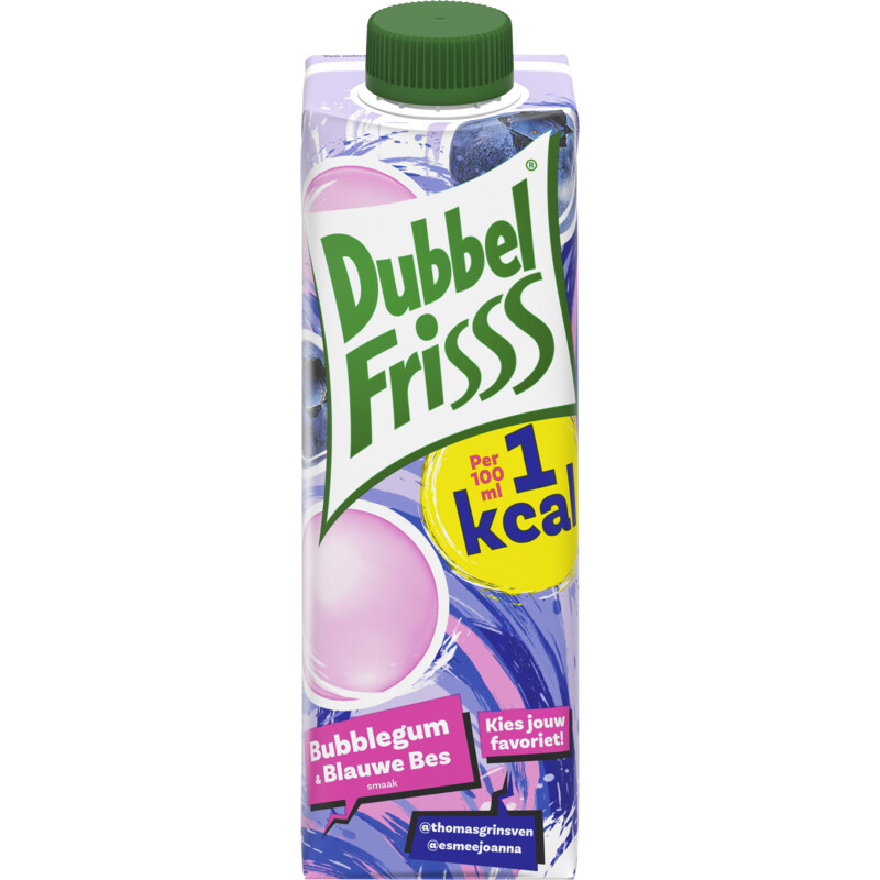 DubbelFrisss 1kcal bubblegum & blauwe bes smaak
