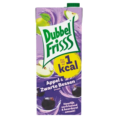 Dubbelfrisss 1kcal Appel &amp; zwarte bes Pak 1500 ml