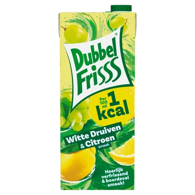 Dubbelfrisss 1kcal Witte druif &amp; citroen Pak 1500 ml